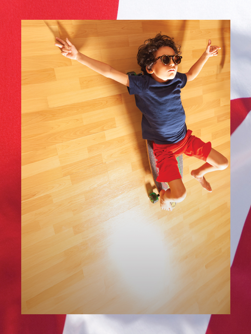 kid on hardwood floor